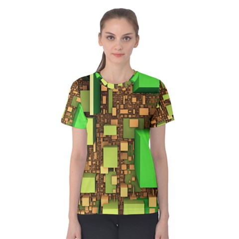 Blocks Cubes Green Women s Cotton Tee by HermanTelo