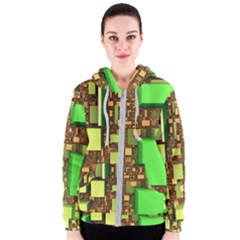 Blocks Cubes Green Women s Zipper Hoodie