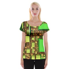 Blocks Cubes Green Cap Sleeve Top