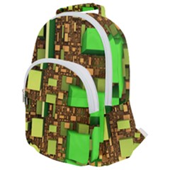 Blocks Cubes Green Rounded Multi Pocket Backpack by HermanTelo