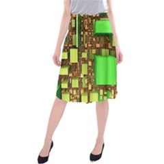 Blocks Cubes Green Midi Beach Skirt