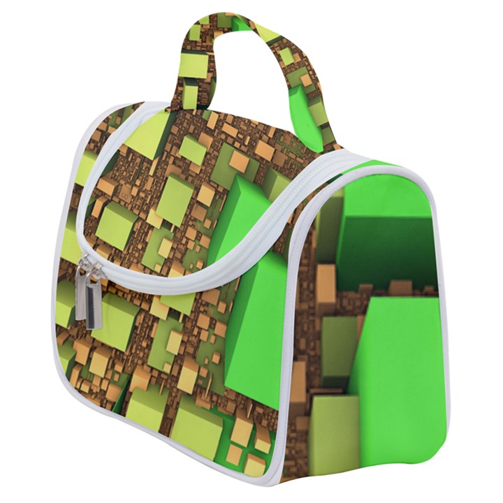 Blocks Cubes Green Satchel Handbag