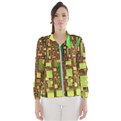 Blocks Cubes Green Women s Windbreaker