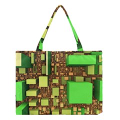 Blocks Cubes Green Medium Tote Bag