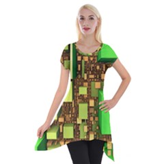 Blocks Cubes Green Short Sleeve Side Drop Tunic