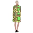 Blocks Cubes Green Long Sleeve Velvet Front Wrap Dress View2