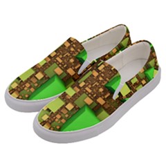 Blocks Cubes Green Men s Canvas Slip Ons