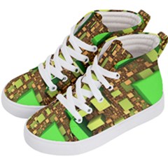 Blocks Cubes Green Kids  Hi-top Skate Sneakers by HermanTelo