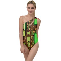 Blocks Cubes Green To One Side Swimsuit