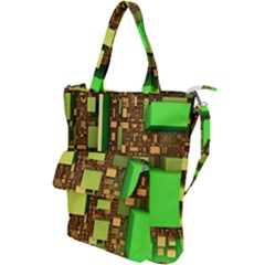 Blocks Cubes Green Shoulder Tote Bag