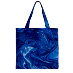 Blue Pattern Texture Art Zipper Grocery Tote Bag