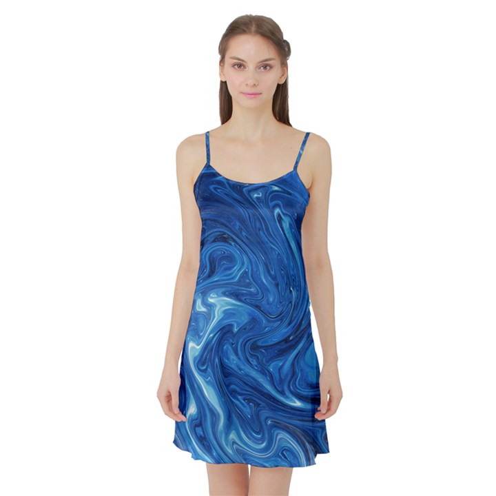 Blue Pattern Texture Art Satin Night Slip