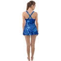 Blue Pattern Texture Art Ruffle Top Dress Swimsuit View2