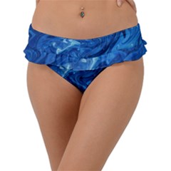 Blue Pattern Texture Art Frill Bikini Bottom