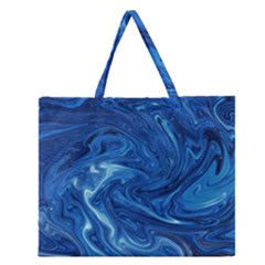 Blue Pattern Texture Art Zipper Large Tote Bag