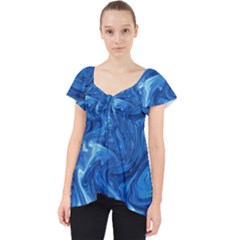 Blue Pattern Texture Art Lace Front Dolly Top