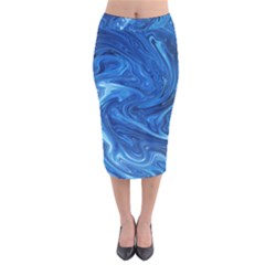 Blue Pattern Texture Art Velvet Midi Pencil Skirt