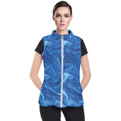 Blue Pattern Texture Art Women s Puffer Vest