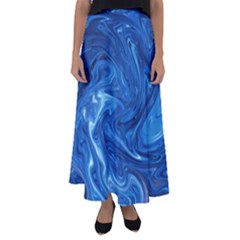 Blue Pattern Texture Art Flared Maxi Skirt