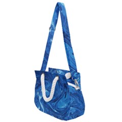 Blue Pattern Texture Art Rope Handles Shoulder Strap Bag