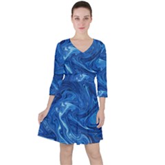 Blue Pattern Texture Art Ruffle Dress by HermanTelo