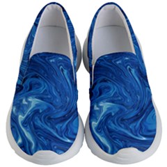 Blue Pattern Texture Art Kids  Lightweight Slip Ons