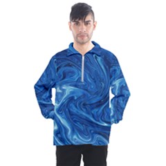 Blue Pattern Texture Art Men s Half Zip Pullover