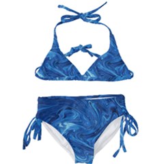 Blue Pattern Texture Art Kids  Classic Bikini Set