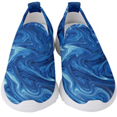 Blue Pattern Texture Art Kids  Slip On Sneakers