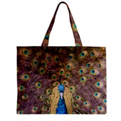 Bird Peacock Feather Zipper Mini Tote Bag by HermanTelo