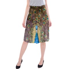 Bird Peacock Feather Midi Beach Skirt