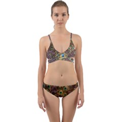 Bird Peacock Feather Wrap Around Bikini Set