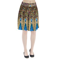 Bird Peacock Feather Pleated Skirt