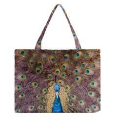 Bird Peacock Feather Zipper Medium Tote Bag