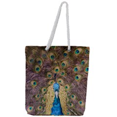 Bird Peacock Feather Full Print Rope Handle Tote (large)