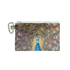 Bird Peacock Feather Canvas Cosmetic Bag (small)