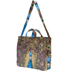 Bird Peacock Feather Square Shoulder Tote Bag