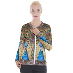 Bird Peacock Feather Casual Zip Up Jacket