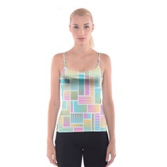 Color Blocks Abstract Background Spaghetti Strap Top