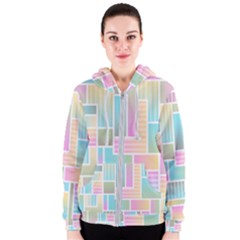 Color Blocks Abstract Background Women s Zipper Hoodie