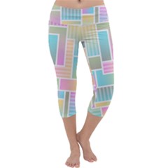 Color Blocks Abstract Background Capri Yoga Leggings by HermanTelo