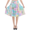 Color Blocks Abstract Background Flared Midi Skirt View1