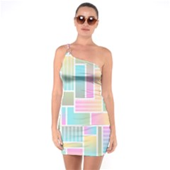 Color Blocks Abstract Background One Soulder Bodycon Dress