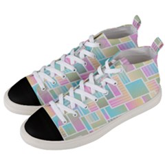 Color Blocks Abstract Background Men s Mid-top Canvas Sneakers