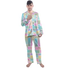 Color Blocks Abstract Background Men s Satin Pajamas Long Pants Set