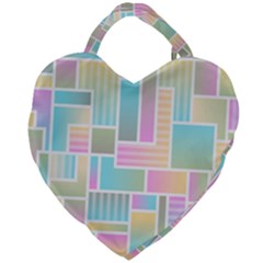 Color Blocks Abstract Background Giant Heart Shaped Tote