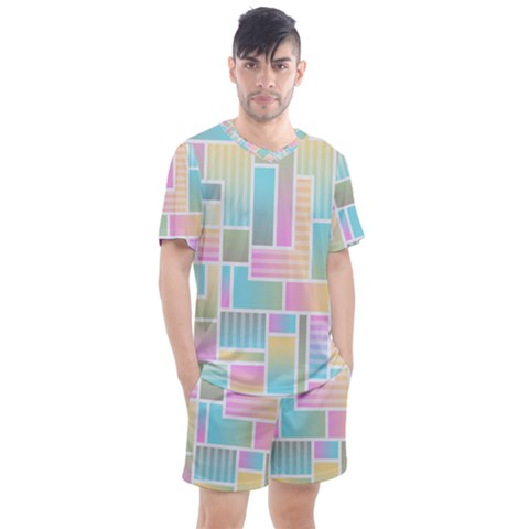 Color Blocks Abstract Background Men s Mesh Tee And Shorts Set by HermanTelo