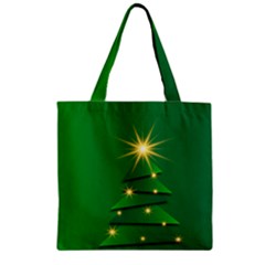 Christmas Tree Green Zipper Grocery Tote Bag by HermanTelo