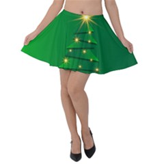 Christmas Tree Green Velvet Skater Skirt