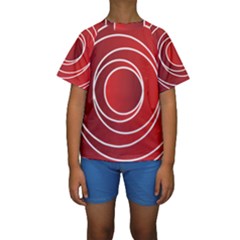 Circles Red Kids  Short Sleeve Swimwear